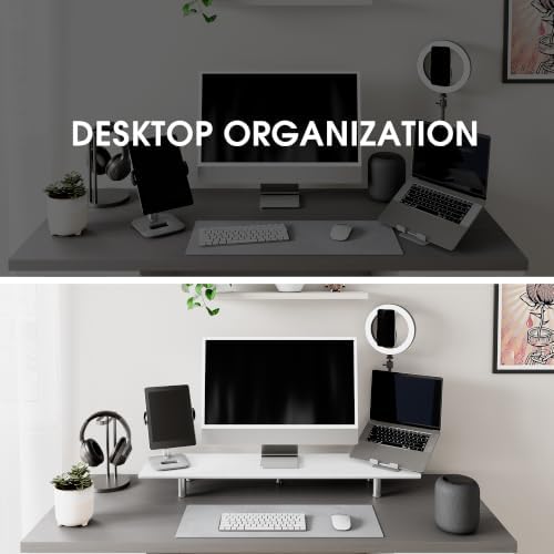 Fenge 39.4” Dual Monitor Stand with Height Adjustable Legs, White