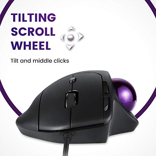 Perixx PERIMICE-520 Wired USB Ergonomic Programmable Trackball Mouse, Adjustable Angle, 8 Button Design, Black (PM-520-11447)