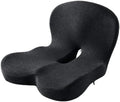 Orthopedic Cushion L-Shaped Memory Foam Seat Cushion, Ergonomic Office Chair Cushion with Lumbar Support for Desk, Car, Wheelchair Chair (A-Black)