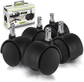 Slipstick CB682 2 Inch Replacement Office Chair Wheels (Set of 5 Casters) Universal Standard Size Stem 7/16 Inch x 7/8 Inch - Black Plastic