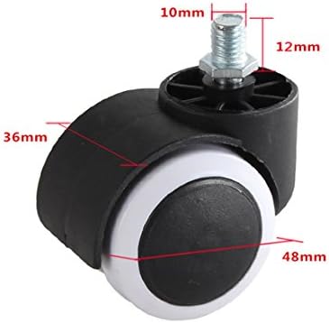 YIOVVOM Floor Protecting Rubber Office Chair Caster Wheels (Set of 5) fit for Metric M10x12 mm Screw Stem Chinese Standard Chairs 2 Inch (Black/Gray)