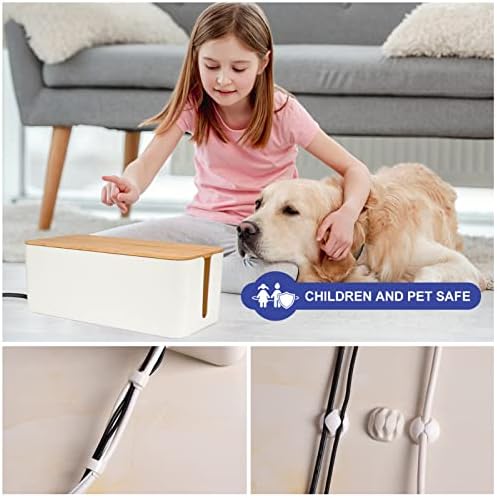 Tuwechen Cable Management Box, Wooden Style Cord Organizer Box