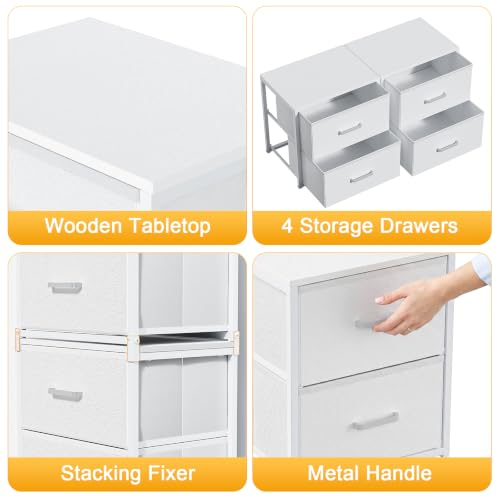 2 Pack Stackable Storage Drawers, Closet Drawers, White