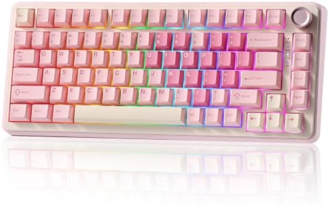 YUNZII B75 PRO 75% Wireless Mechanical Keyboard (Pink,MilkV2)