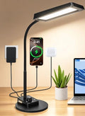 LED Desk Lamp, 12W/2000LM Desk Lamps for Home Office, Bright Gooseneck Desk Light for Work, Study & Reading, 5 Modes Dimmable & USB Port Table Lamp for Home, Crafts, Computer Light, Memory & Timer