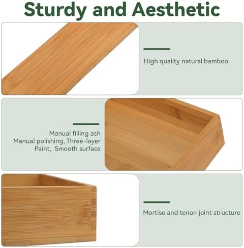 Bamboo Drawer Organizer - Kitchen Drawer Utensil Organizer Office Supplies Desk Organizer Makeup Silverware Tray Flatware Organization 8"*8"*2"