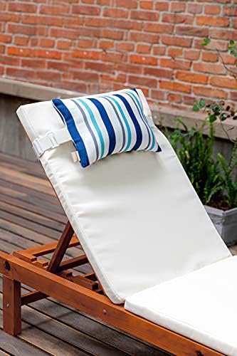 Chaise Lounge Head Resting Pillows, Blue Decorative Oudoor Patio Pillow with Insert & Adjustable Elastic Stripe for Recliner,Beach Chair,Office Chair Neck or Lumbar Attachment,Waterproof 2 Pack