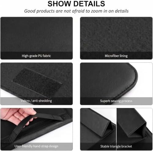 14 Inch Laptop Sleeve Case Leather Bag with Stand for Mac Book Pro