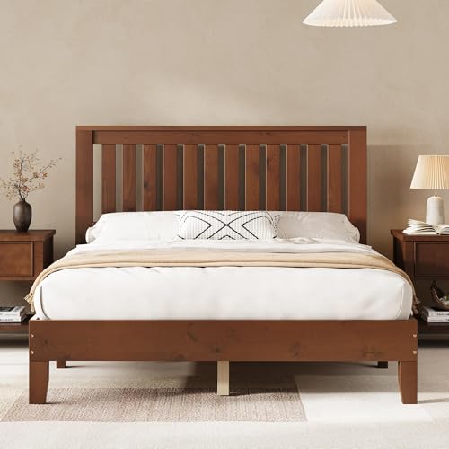Solid Wood Full Size Bed Frame, Walnut