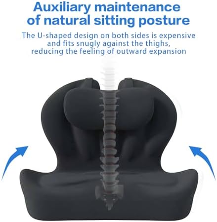 Adjustable Memory Foam Lumbar Cushion - Ergonomic Lower Back Support Pillow with Cotton Cover, Mid-Height Customizable Design for Office Chair, Car Seat, Long Sitting (Black, Large)