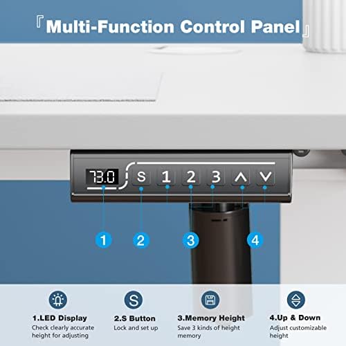DUMOS 41.5 Inch Electric Standing Desk, Adjustable Height, Memory Desk