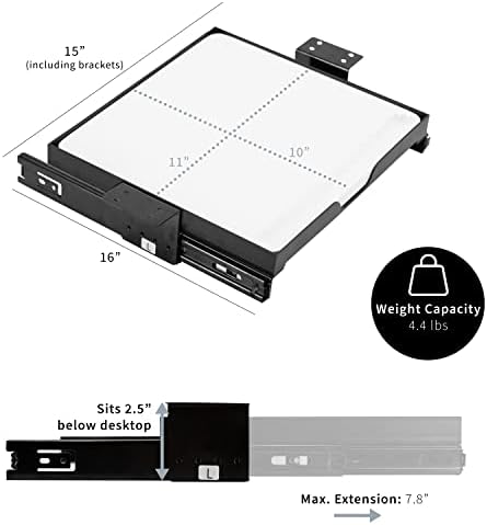 VIVO Under Desk Sliding 11 inch Pull-Out Whiteboard Drawer, Compact Dry Erase Board Note-Taking Workstation Organizer, White Surface, Black Frame, DESK-WB01S