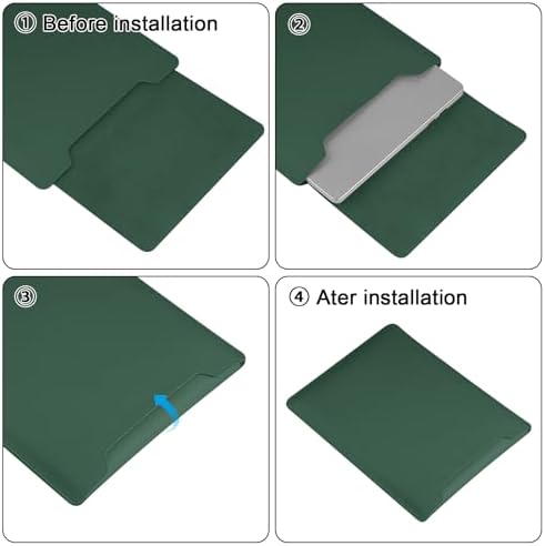 HoYiXi 13.3'' /13.6'' Laptop Sleeve Case PU Leather with Stand Compatible with MacBook Pro 14/MacBook Air 13(M1 M2)/ASUS Vivobook 14/Dell XPS 13/ASUS Matebook,13-14'' Laptop Bag,Dark Green