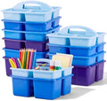 Kathfly 12 Pack Classroom Caddy Organizer with Handle Bulk, Blue