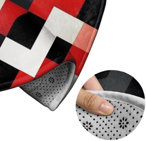 Fashion Round Area Rug Large Non Slip Carpet Unisex Home Decor Mat Red Black Grey White Art