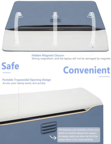 HYZUO 15-16 Inch Laptop Case Sleeve with Adjustable Stand, Haze Blue