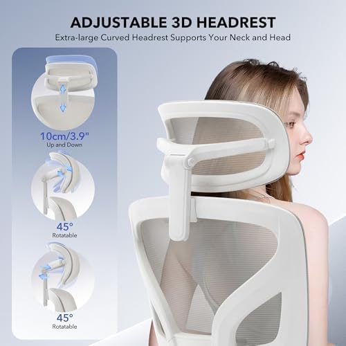 Ergonomic Office Chair Mesh – Adjustable Lumbar 3D Armrests High-Back Desk