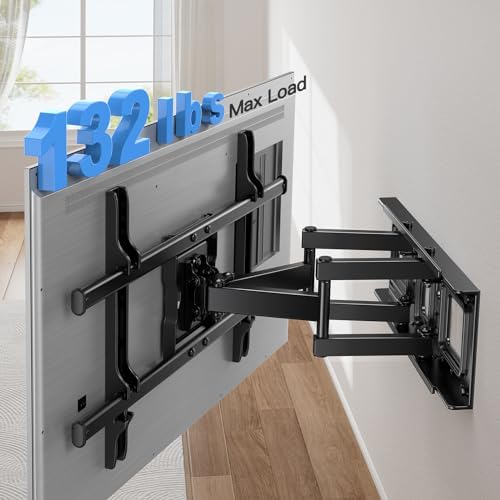 Pipishell Full Motion TV Wall Mount for Most 37-84 Inch TVs up to 132lbs, Wall Mount TV Bracket Articulating Swivel Tilt Extension Leveling Max VESA 600x400mm Fits 12/16" Wood Stud, PILFK1