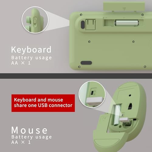 UBOTIE Colorful Wireless Keyboard and Mouse Combo (Green-Colorful)