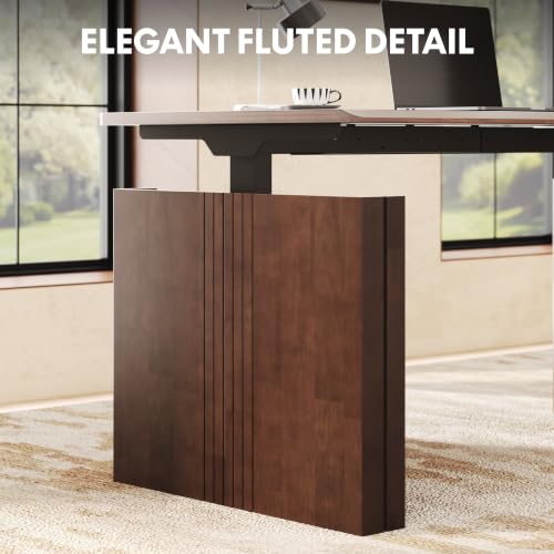 FLEXISPOT 63" WoodiX Solid Wood Executive Standing Desk with Drawer, Walnut