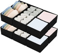 DIMJ Drawer Organizers - Set of 8 Foldable Closet Dividers for Baby Clothes, Socks, Belt, Tie (Black)