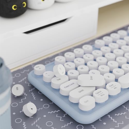 Colorful Wireless Keyboard and Mouse Combo Blue White