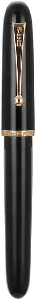 Jinhao 9016 Fountain Pen Medium Heartbeat Point, Dadao Series Black Acrylic with Large Converter for Writing