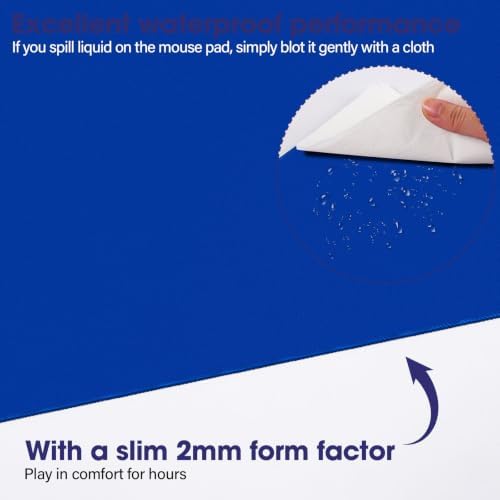 31.5" x 15.7" Waterproof Fabric Office Desk Pad, Rubber Anti-Slip Base,Blue