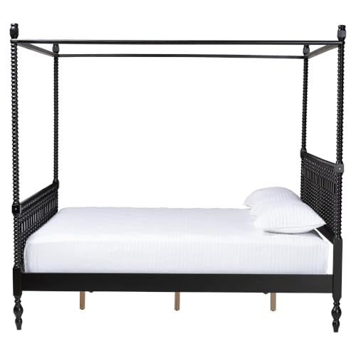 Callison Spindle Canopy Bed Frame with Headboard Black King