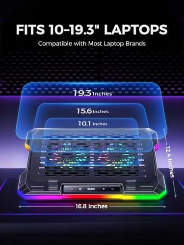 ChillCore 2 Detachable Fans RGB Gaming Laptop Cooling Pad, Rapid Cooling for 15.6-19.3" Laptops, Variable Speed Control, 8 Adjustable Heights - K6 RGB