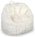 Big Joe Milano Bean Bag Chair, Ivory Shag Fur, Soft Faux Fur, 2.5 feet