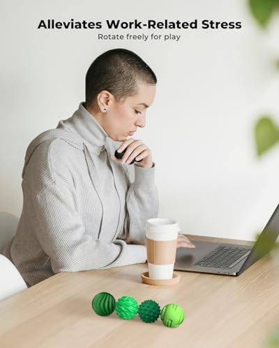 Textured Sensory Stress Relief Balls, Desk Toy for Office/Home, Black/Green
