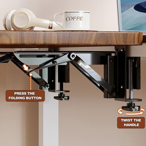 Black,60 * 20,Desk Extender Tray, 27.5" x 7.8" Clamp On Desk Shelf, Desk Extension with Rounded-Edge, Table Desk Arm Rest, Clamp On Keyboard Tray for Office and Home, Workstation Organizer
