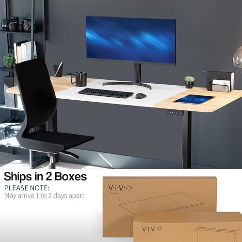 VIVO White/Light Wood 71 x 30 in Standing Desk, DESK-KIT-E2B7WC
