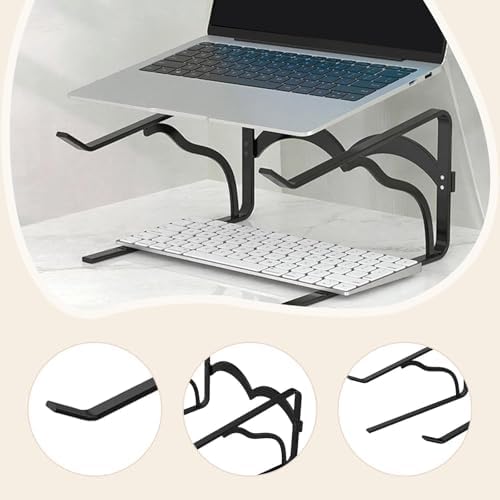Laptop Stand for Desk, Portable Laptop Riser with Breathable Ventilated Cooling, Adjustable Ergonomic Computer Stand Holder for Office Supplies, Black- Black
