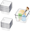 16 PCS Stackable Clear Drawer Organizers 3" x 3" x 2" Square Trays Small Makeup Vanity Storage Bins Clear Desk Drawer Organization Container Dividers for Office Bathroom Kitchen Utensil