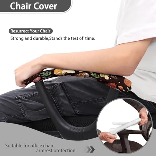 2 Pieces Chair Armrest Slipcovers Mushroom Butterfly Printed Office Chair Arm Pad Covers Skin Friendly Stretchy Office Chair Armrest Covers
