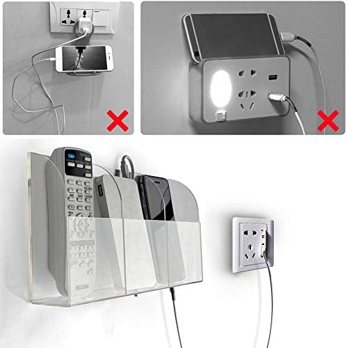 VANCORE Clear Wall Mounted Charging Phone Holder - Smart Station for TV Remote Control - Clear Wall Box With 2 Holes