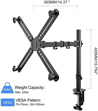 Non-VESA Single Monitor Arm Desk Mount with VESA Adapter Brackets