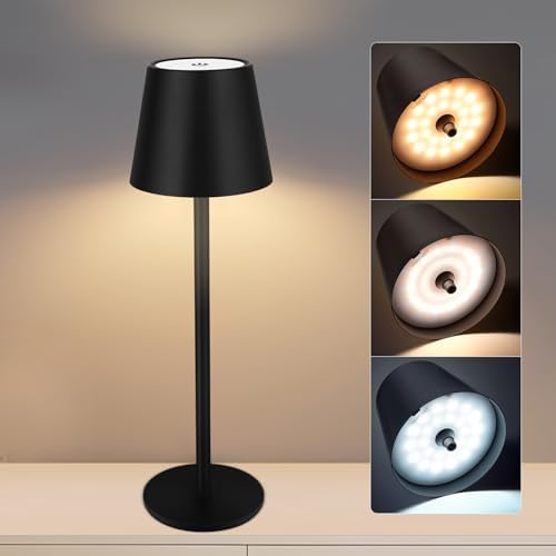 Cordless Table Lamp, 5000mAh Rechargeable, Adjustable 8.8"-20"