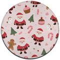 Large Home Decor Mat, Soft Round Yoga Carpet, Non Slip Machine Washable Kitchen Office Circle Rug Pink Santa Claus Christmas