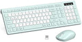 Wireless Keyboard and Mouse Combo Silent for Office and Home(Mint Green-B)