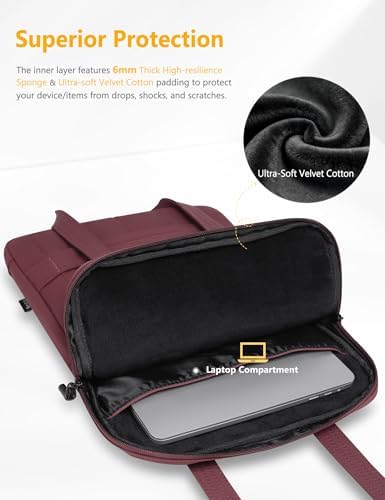 HYZUO 15-16 Inch Puffy Laptop Case Sleeve Padded Handbag, Wine Red