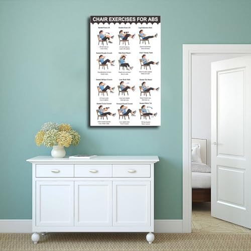 Chair Exercises for Abs Seated Core Workout Chart Adult Fitness Canvas Poster Bedroom Decor Room Decor Unframe 24x36inch