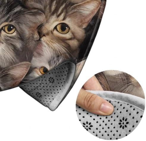 Soft Round Yoga Carpet, Large Home Decor Mat, Non Slip Machine Washable Kitchen Office Circle Rug Cute Cats