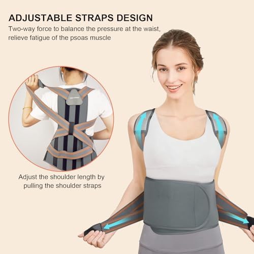 AIDY-PRO Full Back Brace Posture Corrector for Men And Women, Upper Back Support Brace Straightener Adjustable Shoulder Posture Corrector for Women Neck Hump, Hunchback, Thoracic, Spine Correctors M