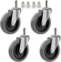 RILIDRI 4-Inch Swivel Stem Caster for Rubbermaid Mop Bucket Utility Cart, 7/16-Inch Stem Diameter Rubber Wheel Set of 4, Heavy Duty TPR Weber Grills Shop Vac Replacement Wheels