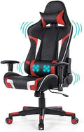 DORTALA Ergonomic Gaming Chair, High-Back Racing Chair w/Massage Lumbar Support, Extra Power Bank Pocket, 360° Swivel, Adjustable Backrest & Armrest, for Office, Game Room (Red)