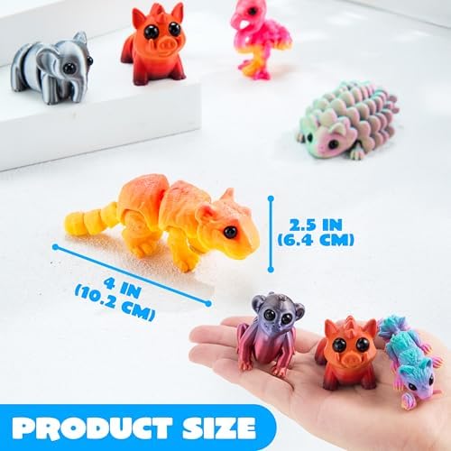 JOYIN 12PCS Safari Animal 3D Printed Toys, Mini Animals 3D Printed Toys, Cute Articulated Flexible Figurines Fidget Toys for Party Favors Classroom Desk Pets Home Decor