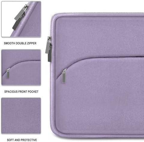 Laptop Sleeve Case 13.3 inch, Portable Monitor Protective Laptop Case with Front Pocket Computer Bag Compatible with MacBook Air Pro 13.3 inch 14 inch, Dell, HP, Lavender